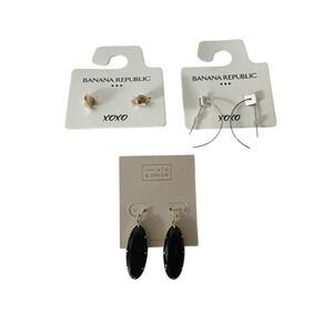 Banana Republic & 14TH & UNION Earring Bundle Of 3 JEWELRY Gold Silver Black New